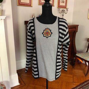 Molto Fino Cotton Tunic striped Army Logo